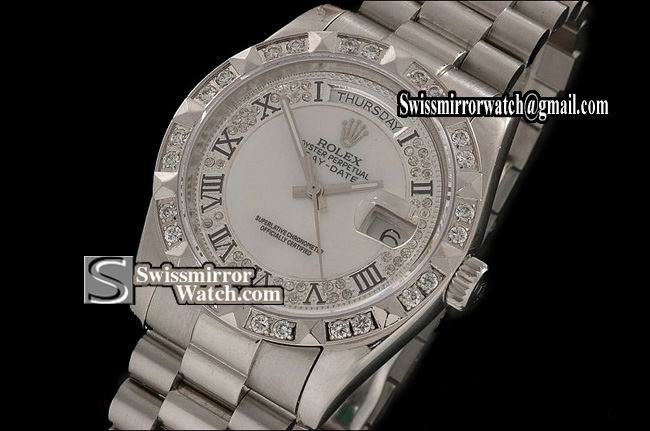 Rolex Day-Date SS Diam/MOP Dial Roman Markers/ Diam Bezel Eta 2836-2 Replica Watches