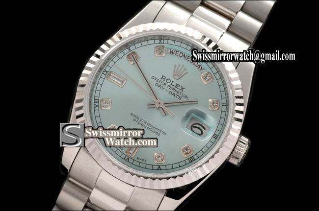 Rolex Day-Date SS President Ice Blue Diamonds Swiss Eta 2836-2 Replica Watches