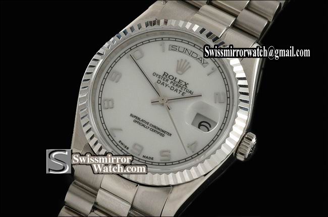 Rolex Day-Date SS White Dial Numeral Marker Swiss Eta 2836-2 Replica Watches