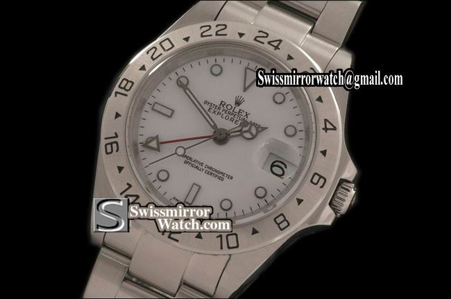 Rolex Explorer II SS White Swiss Eta 2836-2 Correct Hand Watches