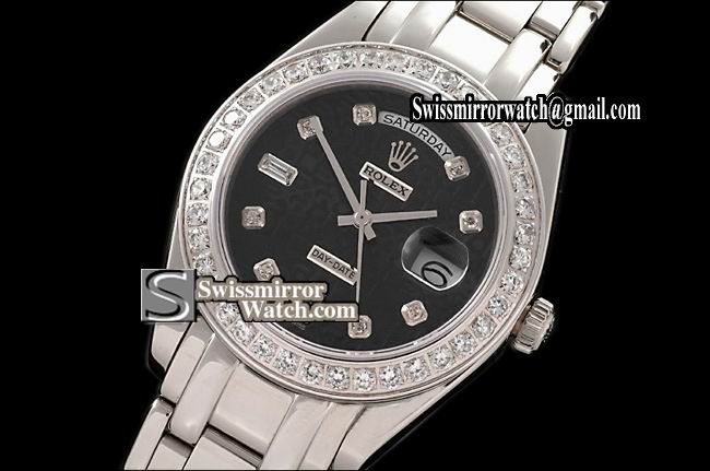 Rolex Day-Date SS Masterpiece Black Jub Dial Diam Markers/Bez Eta Replica Watches