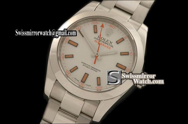 Rolex Milguass SS White Swiss Eta 2836 Watches