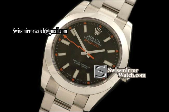 Rolex Milguass SS Black Swiss Eta 2836 Watches