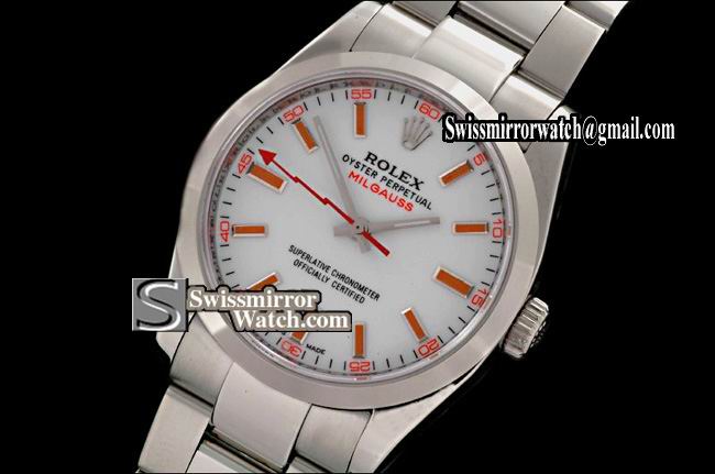 Rolex 2007 Milgauss SS white Swiss Eta 2836-2 Watches