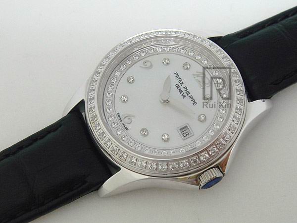 Patek Philippe Ladies Calastrava 4096 MOP White Swiss Quartz Replica Watches