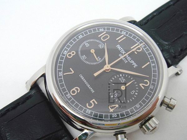 Patek Philippe Classic Chronograph SS Black Working Chronos Replica Watches