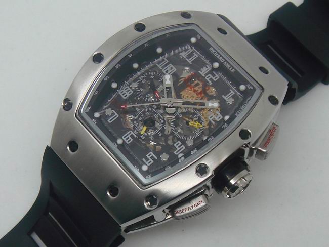 Richard Mille RM011 Philippe Massa SS/Black Asia 2813 21J Replica Watches