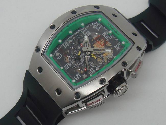 Richard Mille RM011 Philippe Massa SS/Green Asia 2813 21J Replica Watches